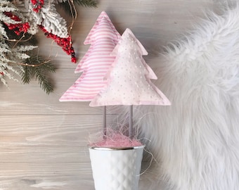 Textile Christmas tree 14,8" Pink decor Xmas decoration Holiday Decorations Gift for christmas Winter decor Pink Christmas tree