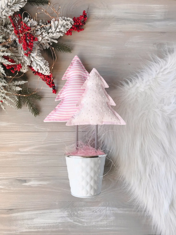 Textile Christmas tree 14,8" Pink decor Xmas decoration Holiday Decorations Gift for christmas Winter decor Pink Christmas tree 