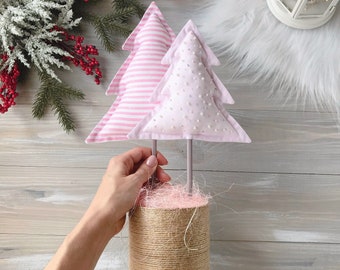 Textile Christmas tree 13,8" Pink decor Xmas decoration Holiday Decorations Gift for christmas Winter decor Pink Christmas tree