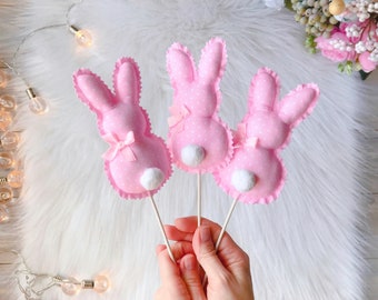 Pink Easter Bunny ornament Easter decorations Easter topper Stuffed Bunny Set 3