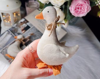 Linen Goose Toy Small Stuffed Animal Easter Decor Nursery decor