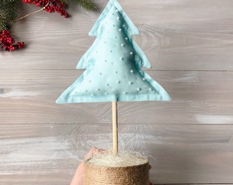 Textile Christmas tree 11,9" Blue decor Xmas decoration Holiday Decorations Gift for christmas Winter decor Fabric ornaments