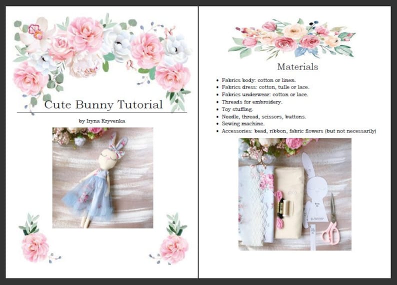 Bunny doll PDF Tutorial sewing pattern for doll rabbit DIY Ready to print for cloth doll Stuffed animal Instant download image 3