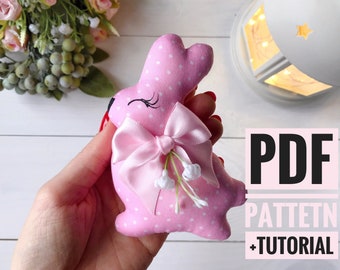 Easter bunny toy PDF Tutorial sewing pattern for doll bunny DIY Ready to print Stuffed animal Instant download Small bunny toy