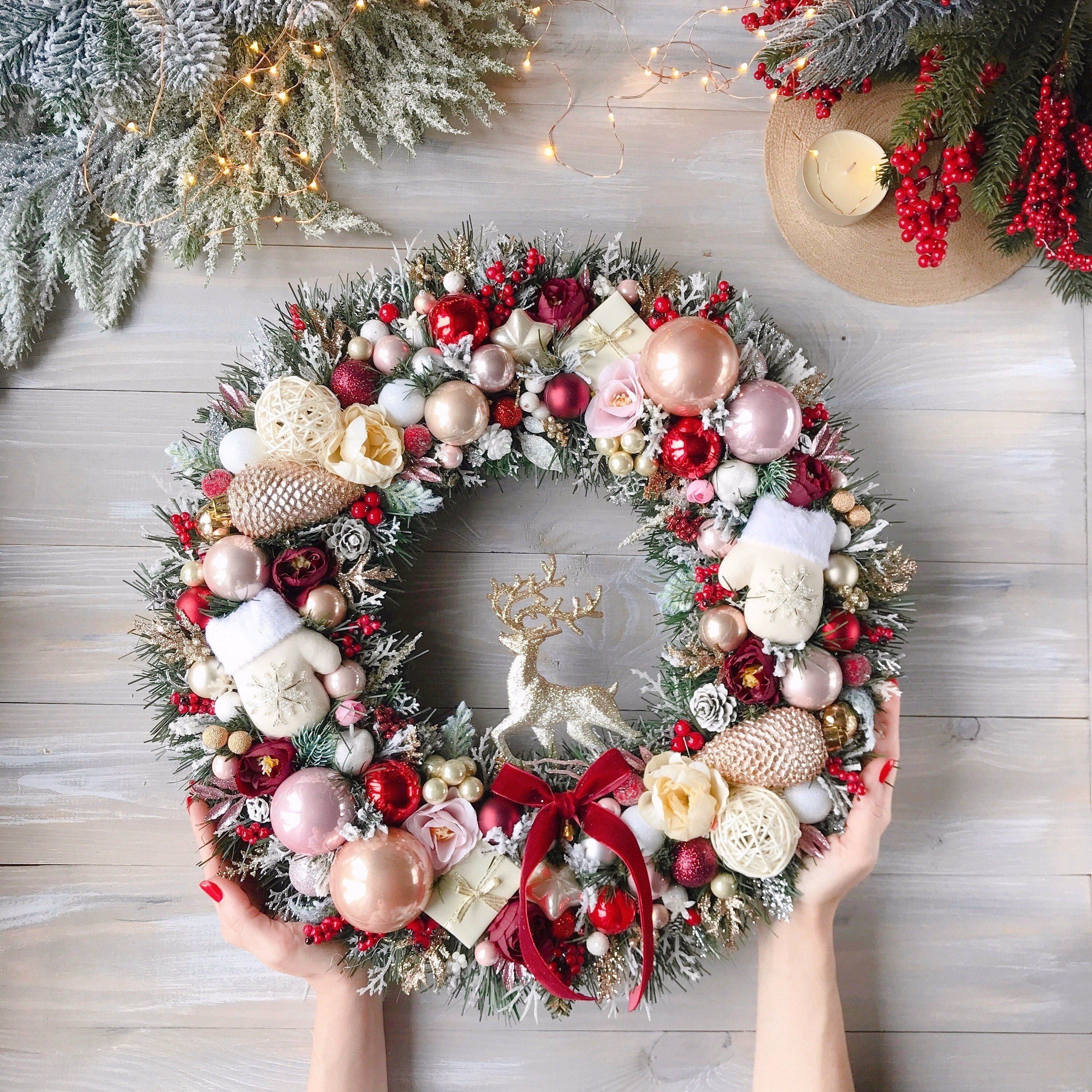 Luxury Christmas Wreath Red Christmas Wreath 17.6