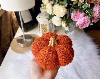 Knitted Pumpkin, Orange Fall Decor, Cozy Table Accent