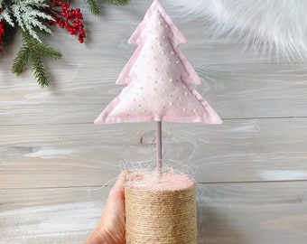 Fabric Christmas tree 11,9" Pink decor Xmas decoration Holiday Decorations Gift for christmas Winter decor Pink Christmas tree