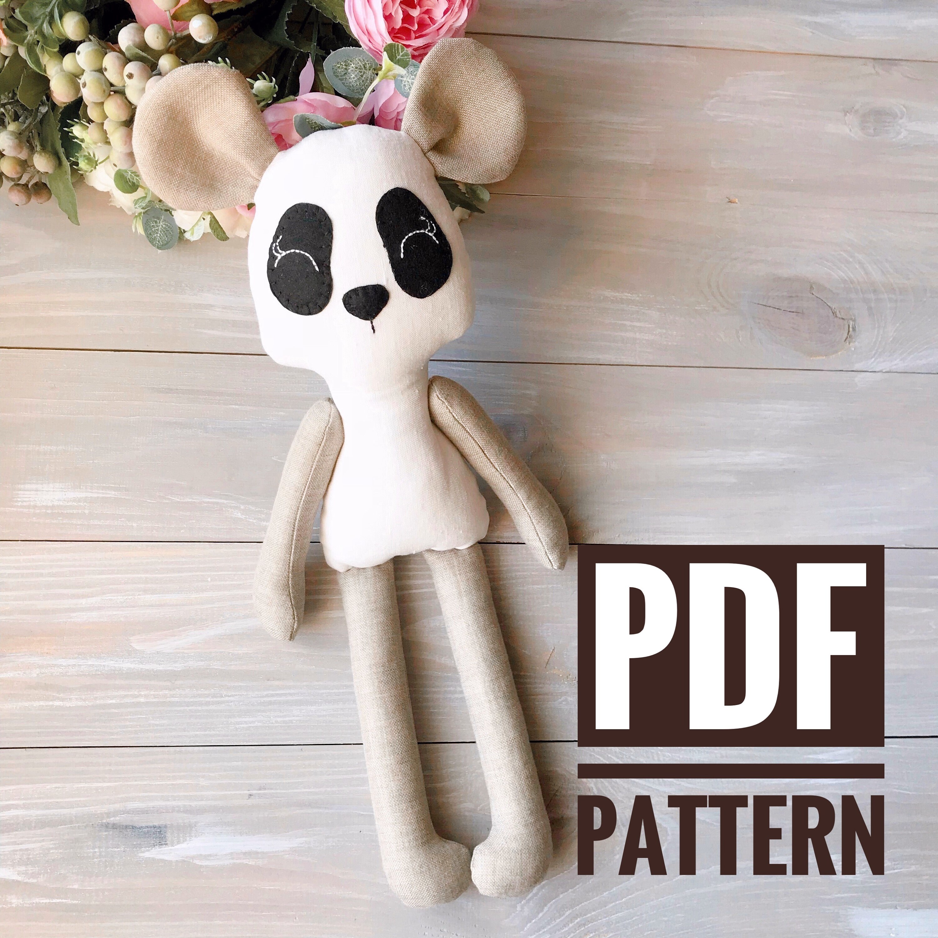 Easy Panda Sewing Pattern Panda Doll PDF Sewing Pattern for Doll Bear 15,7