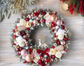 Luxury Christmas Wreath Red Christmas Wreath 17.6