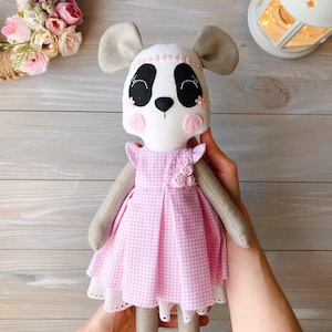 Rosa Panda-Puppe, Bär, Kinderzimmer-Puppe, Geschenk für Mädchen, Stofftier, Panda-Bär, Spielzeug, Geschenk für Panda-Liebhaber