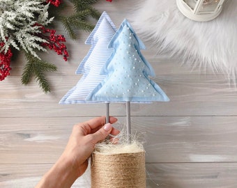 Textile Christmas tree 13,8" Blue decor Xmas decoration Holiday Decorations Gift for christmas Winter decor Blue christmas tree