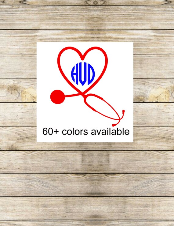 Decal Custom Doctor RN CNA Stethoscope With heart And Your Name Car Sticker