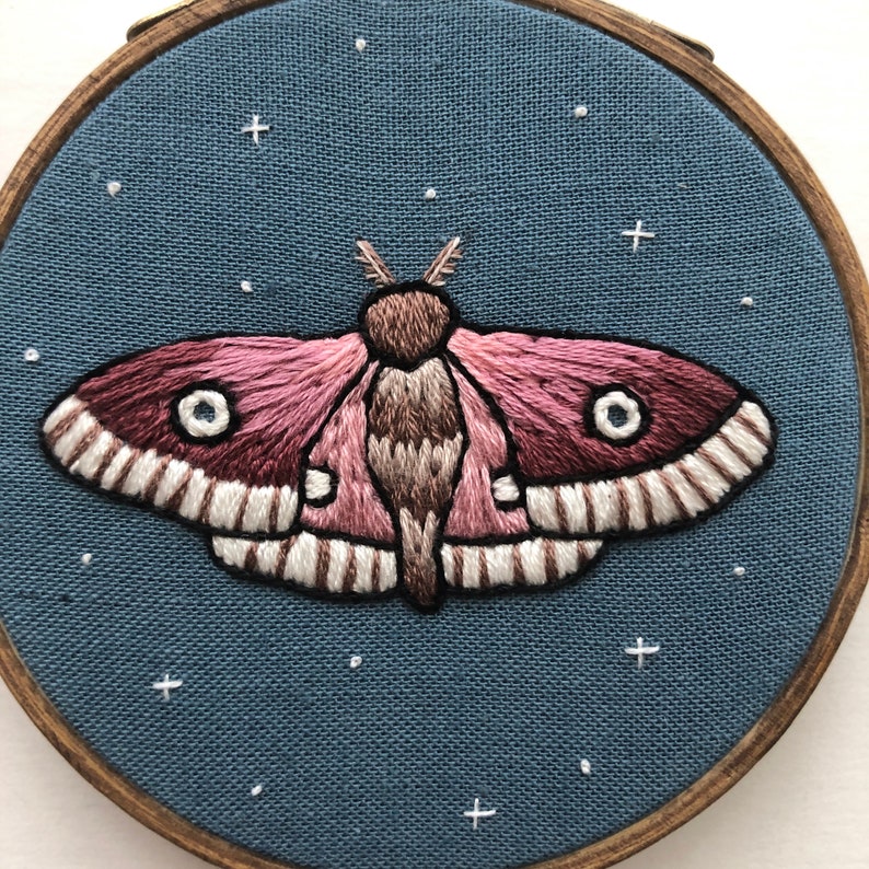 Moth embroidery hoop art handmade embroidery insect art  etsy