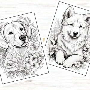 75 Printable Floral Dog Coloring Pages for Mental Health and Relaxation - Inspirational Animal Lovers Adult Teen Sheets - Instant Digital Download
