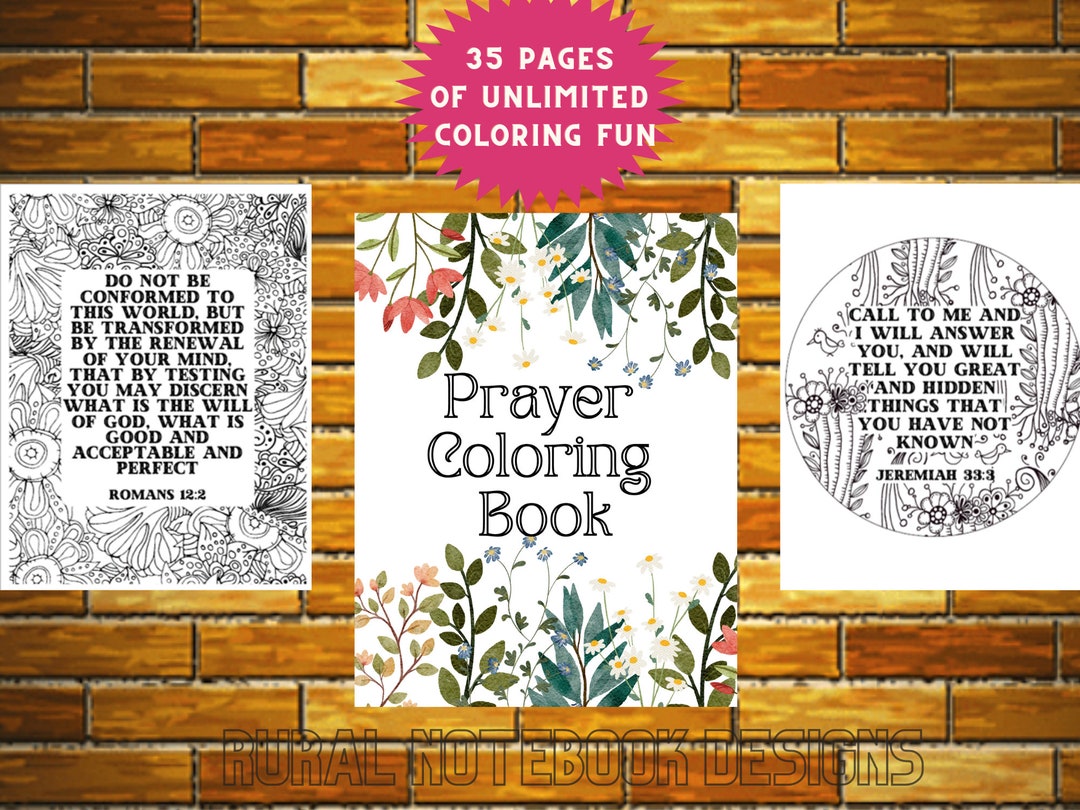 35 Prayer Coloring Book Pages: Adult Coloring Book by Rural Notebook ...