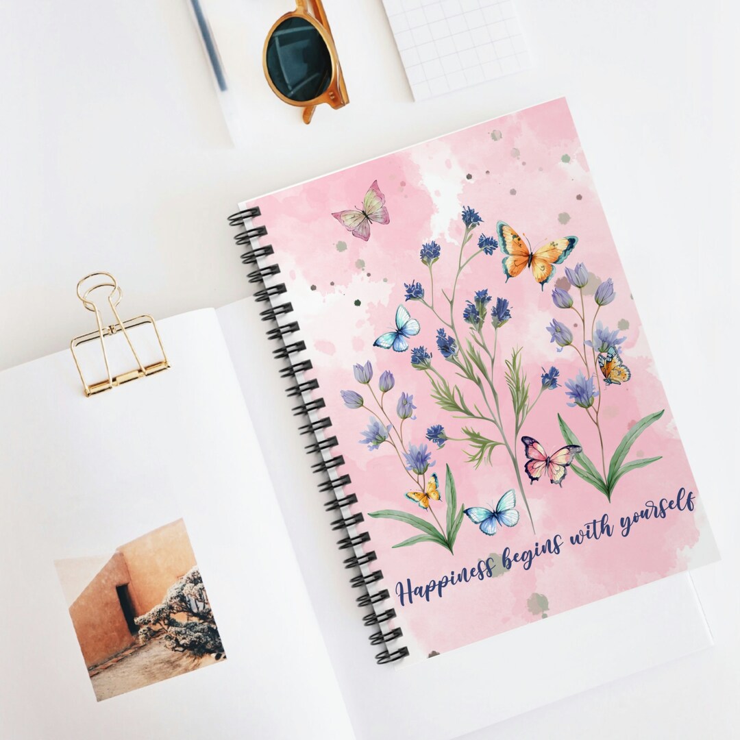 Spiral Notebook | Journal | Inspirational Notebook | Happiness Begins ...