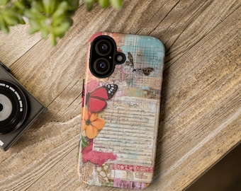 Floral Butterfly iPhone 16 Case: Tough Springtime Decor