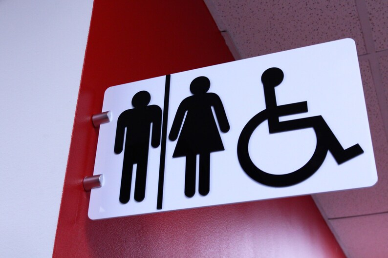 Handicap Bathroom Sign Modern Designer Various Sizes White Etsy