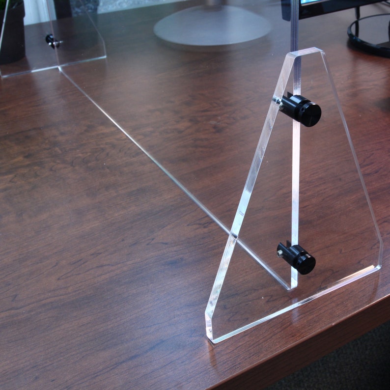 Sneeze Guard Clear Protective Barrier Wedge Base Counter Etsy