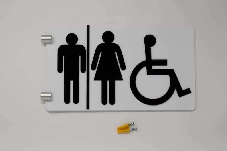 Handicap Bathroom Sign Modern Designer Various Sizes White Etsy