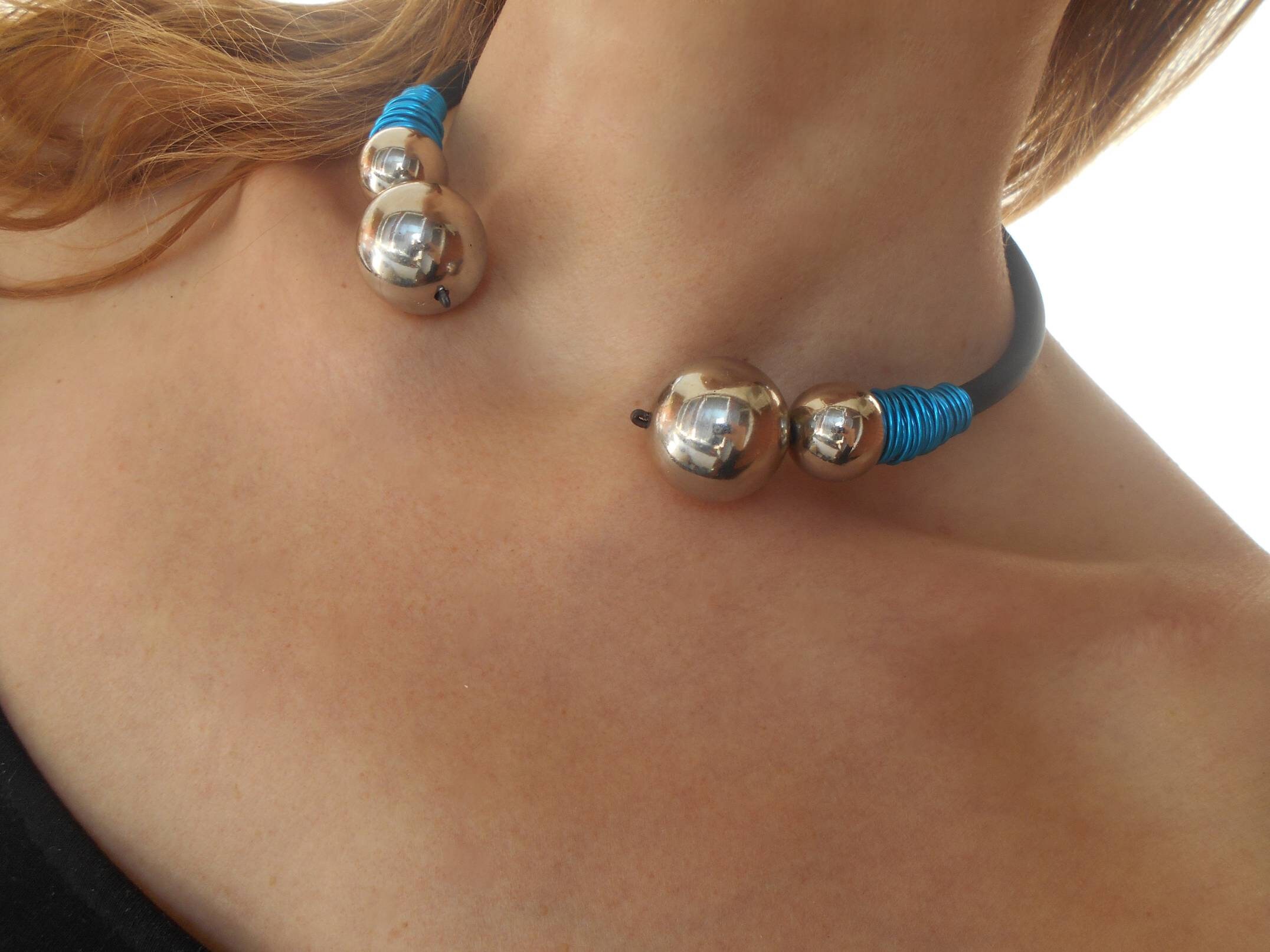 Modern simple cuff necklace Rubber necklace Choker necklace Etsy