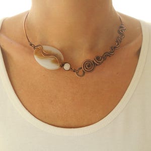Handmade cuff necklace Interesting unique necklace Unusual choker necklace Design rustic necklace Copper wire necklace Wire wrap choker