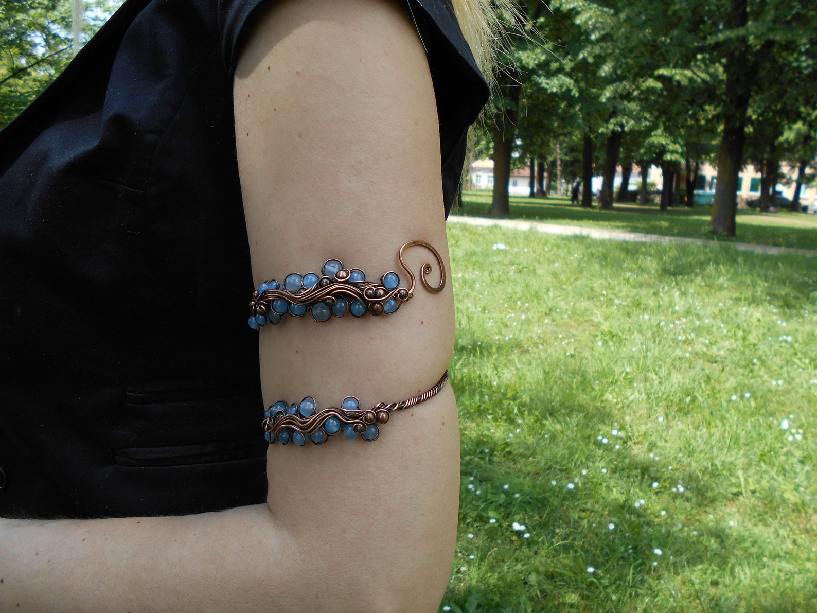 Blue Arm Cuff Bracelet Arm Cuff Bracelet Upper Arm Cuff Armlet Etsy