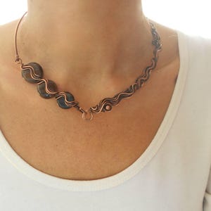 Choker cuff necklace Wire wrapped necklace Unique boho necklace Neck ring necklace Antique modern necklace Copper wire necklace