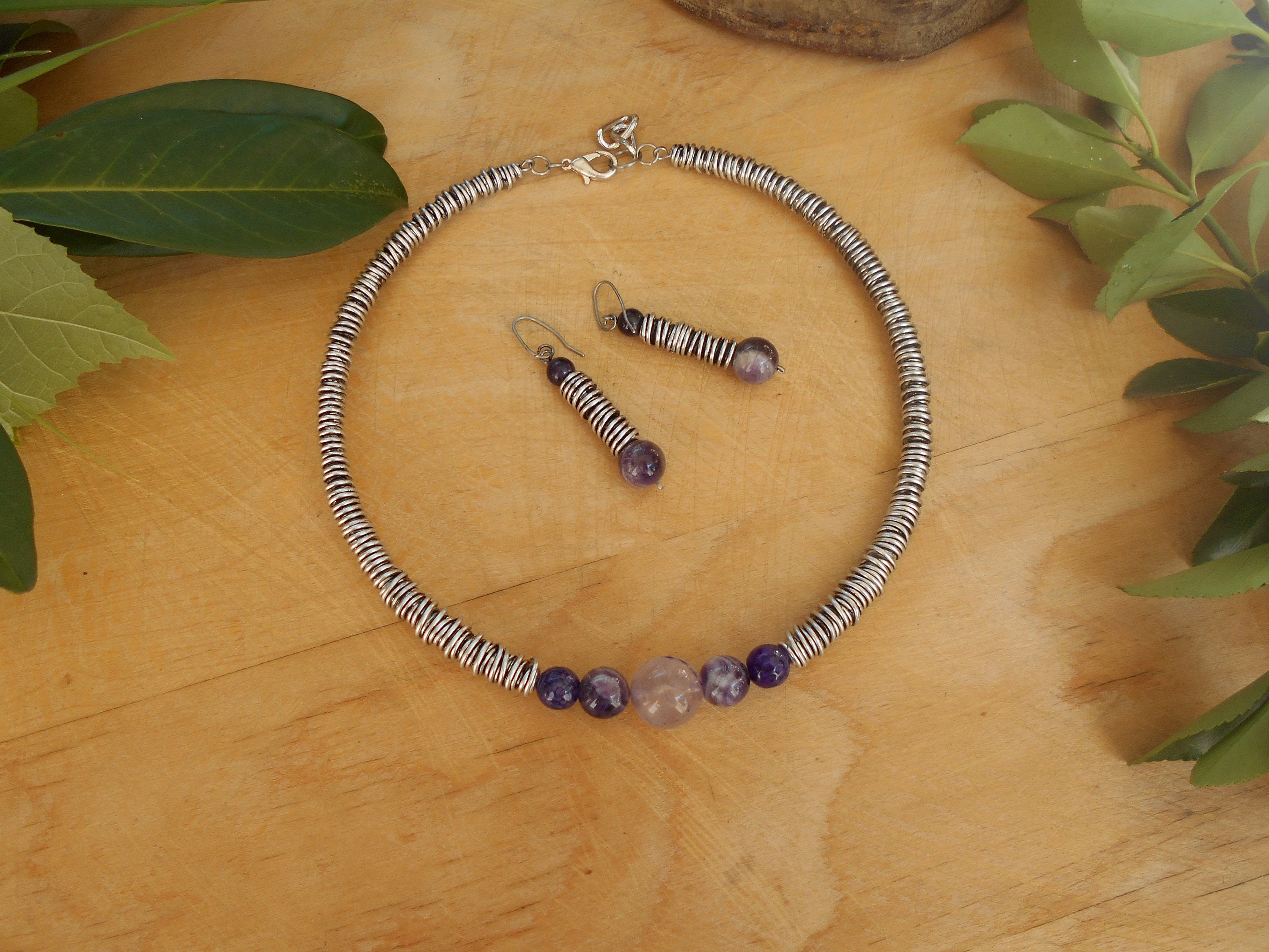 Antique Silver Jewelry Set Metal Jewelry Set Aluminum Necklace Etsy