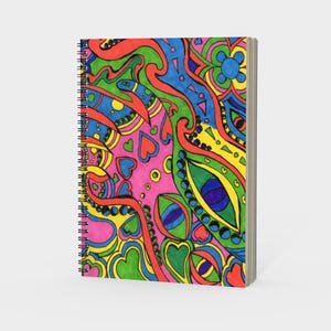 Psychedelic Eye Heart Sketchbook – Trippy 70s Style Blank Notebook for Artists, Dreamers & Creatives