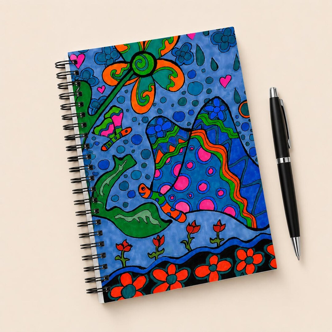 1968 Notebook Vibrant Butterfly Spiral Notebook: 70s Retro Psychedelic Art Journal - Etsy