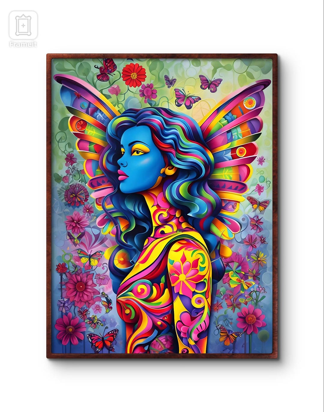Psychedelic Celestial Wall Art | Vibrant Cosmic Woman Poster | Trippy ...