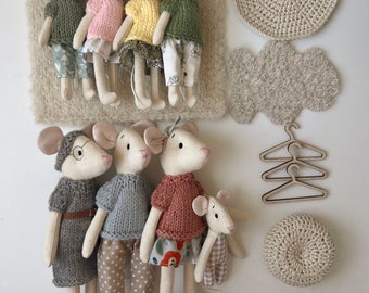 Mäusefamilie Puppenhaus Spielzeug Puppen Handgenähtes Miniaturspielzeug Maileg