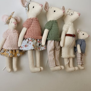 Mouse Family Doll House Toys Puppets Handsewn Miniature Toys Maileg zdjęcie 2