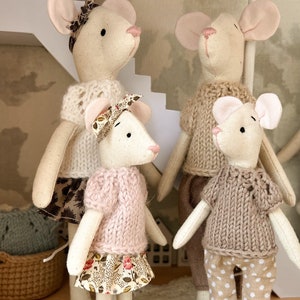 Mouse family doll house toys puppets handsewn miniature toys image 4
