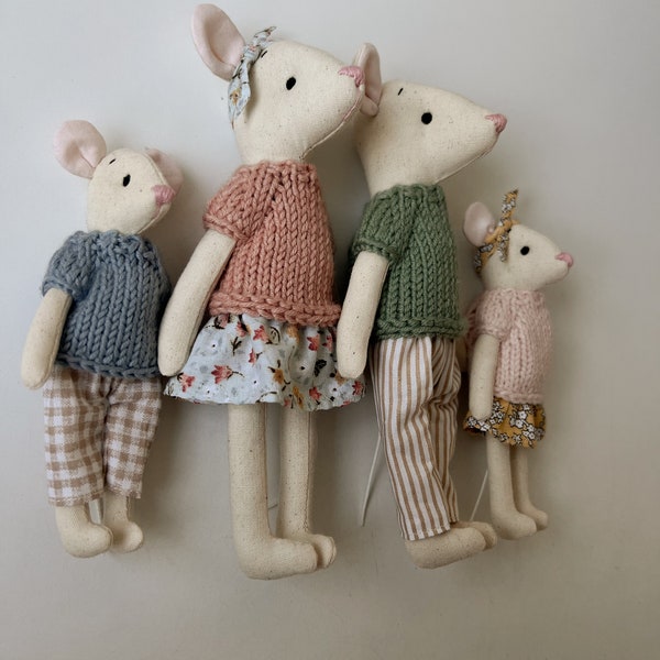 Mouse Family Doll House Toys Puppets Handsewn Miniature Toys Maileg