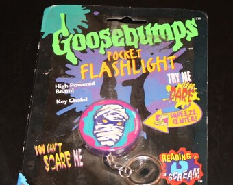 GOOSEBUMPS (1993) Pocket Flashlight Key Chain RL Stine Book Series Scary 90s Kids Bedroom Funky 1990s Pattern PJs Nickelodeon