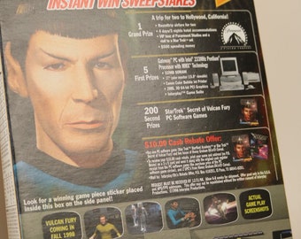 Oh's Star Trek Secret of Vulcan Fury (1997) Honey Graham Cereal Box Sci-Fi Spock Leonard Nimoy Microsoft Windows Cancelled PC Video Game