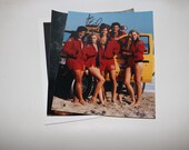 Erika Eleniak Autograph Baywatch Group Photo Cast Movie TV Show Red Bikini Lifeguard Uniform 1990s Autograph Picture
