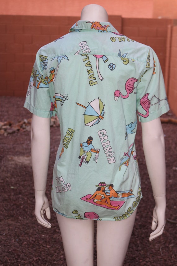 VANS 1990s Button Up Shirt Size S Pakalolo Lucha … - image 3