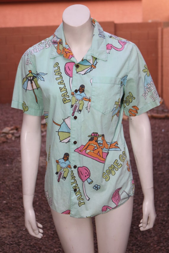 VANS 1990s Button Up Shirt Size S Pakalolo Lucha … - image 1