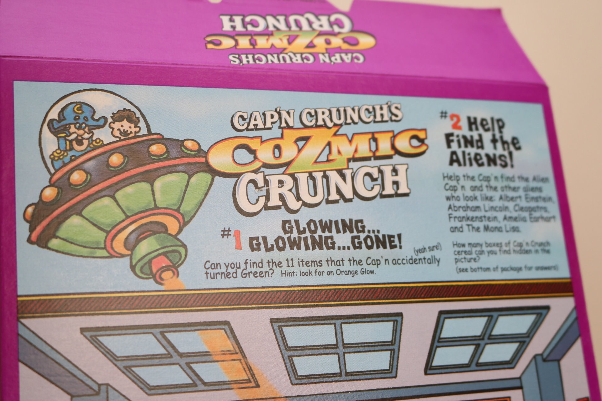 Cap'n Crunch's Cozmic Crunch 1998 Cereal Box Alien Area 51 Comic Book ...