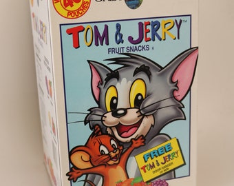 Tom & Jerry Fruit Snacks (1994) by Grist Mill Company Box Vintage 1990s Card Christmas Food Cartoon