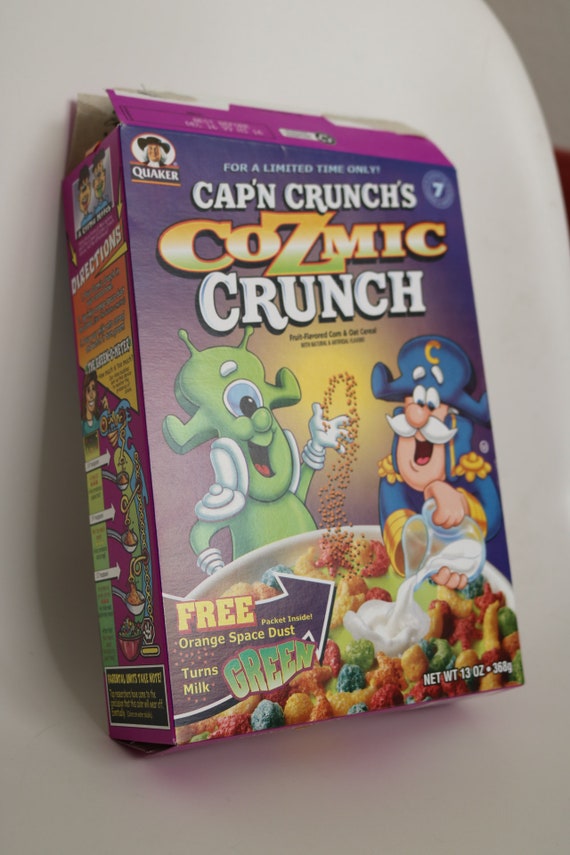 Cap'n Crunch's Cozmic Crunch 1998 Cereal Box Alien Area 51 Comic