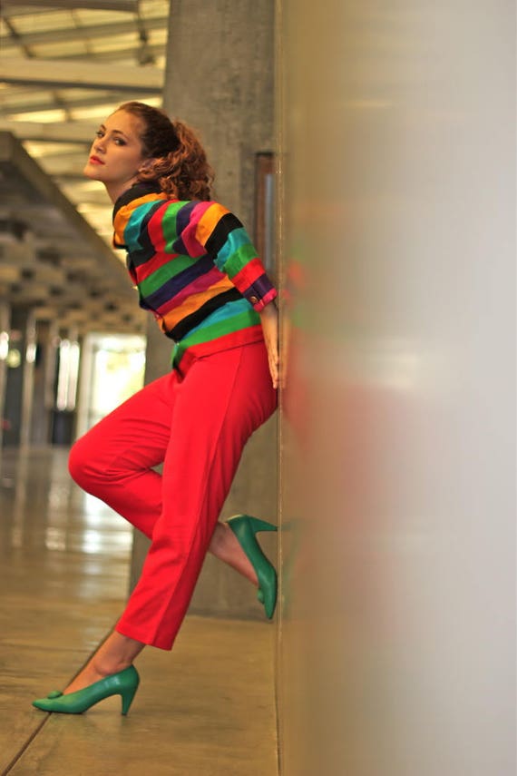 Sonia Rykiel, Sonia RYKIEL Paris Women Vintage 1990s RED Slouchy High Waist PANTS Size M