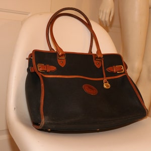 Dooney & Bourke BRIEFCASE 1980s-1990s Laptop Bag PURSE Vintage 90s Design Black Leather Handbag