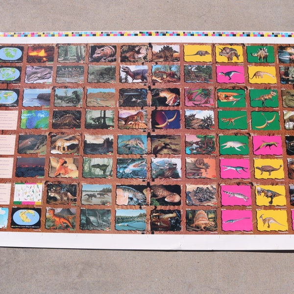 Dinamation Dino Cards (1992) UNCUT Sheet From Star Pics Factory Dinosaur T-REX Command Compound