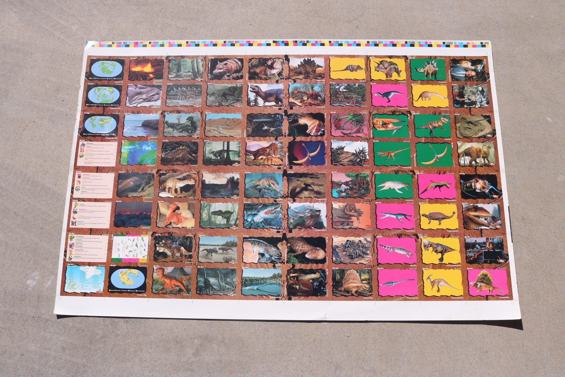 Dinamation Dino Cards (1992) UNCUT Sheet From Star Pics Factory Dinosaur T-REX Command Compound