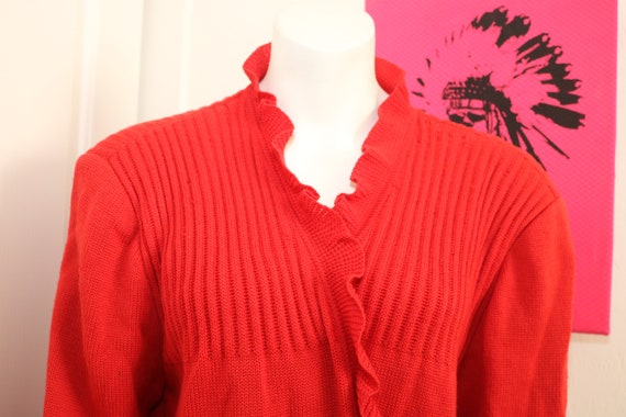 Valentino Garavani (1990) Italy Cardigan Red Wool… - image 6