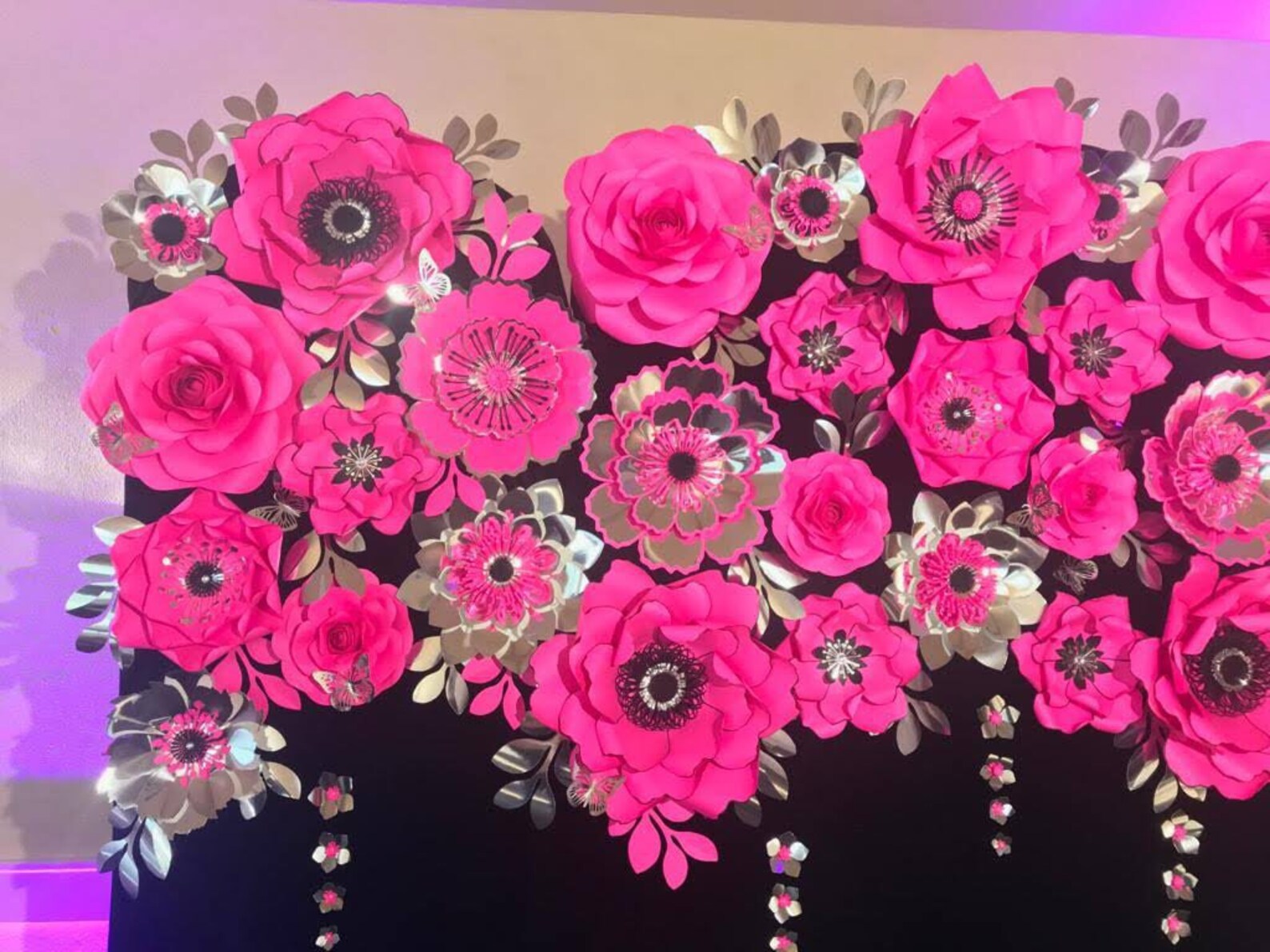 Hot Pink Black and Silver Backdrop Kate Spade Inspired Theme Etsy